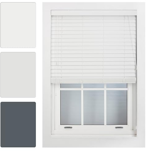 FURNISHED Window Venetian Blinds Faux Wood Venetian Blind 50mm Made to Measure, White Up To 225W x 150H cm