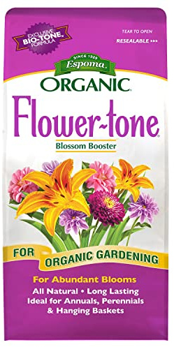 Espoma Organic Flower-tone 3-4-5 Natural & Organic Plant Food; 4 lb. Bag; Organic Fertilizer for Flowers, Annuals, Perennials & Hanging Baskets. Blossom Booster