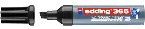 edding 365 Whiteboardmarker - schwarz - 1 Whiteboard Stift - Keilspitze 2-7 mm - für Whiteboard, Glas, Schreibtafel, Flipchart - trocken und rückstandsfrei abwischbar, trocknet nicht aus