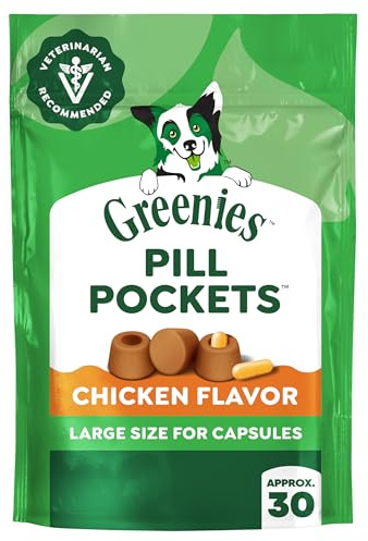 Greenies Pill Pockets for Dogs Large Size, Soft Dog Treats, Chicken Flavor, 7.9 oz. Pouch (30 Treats)