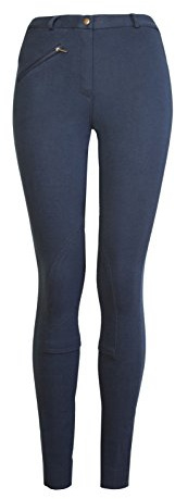 GS Equestrian Kerry 1-Tone Jodhpurs GSE001 Women's Girl's Various Sizes Zip Pocket Medium Weight Material (Navy, 12)