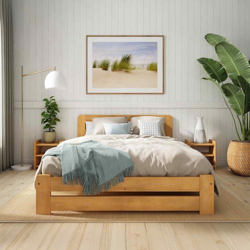 Nodax Super King Bed Frame – Solid Pine Wooden Bed Frames for Adults, F1 Easy Assemble Bed with Sturdy Slats & Extra Four Supportive Legs, Comfortable Bedroom Furniture | 6ft (Alder)