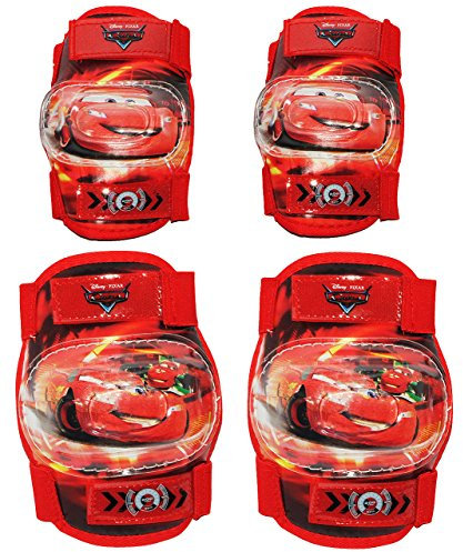 alles-meine.de GmbH 4 TLG. Kinder Set Knieschützer + Ellenbogenschoner - Cars - Ellenbogenschützer/Gelenkschützer/Gelenkschoner - für Jungen - Lightning McQueen- Auto F..