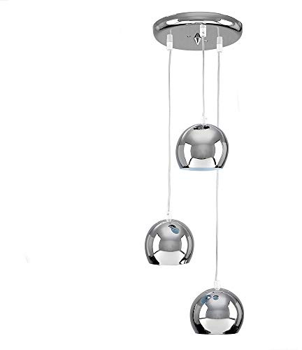 MiniSun | Retro Eyeball 3 Way Droplet Ceiling Pendant Light Fitting in a Silver Chrome Finish | Ceiling Lights & Home Improvements Essential