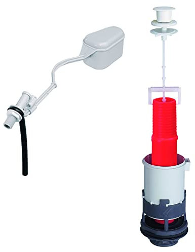 Wirquin 10724085 Chasse d'eau wc complète mécanisme wc simple chasse MX & robinet flotteur à alimentation latérale F12, gris et rouge