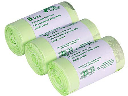 8 L X 150 Sacs compostables de 8 L, Sacs-poubelle de cuisine pour déchets alimentaires. EN 13432 - sacs compost