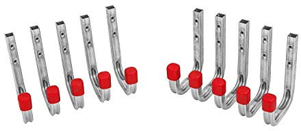 Gedotec Garagen-Haken Metall verzinkt | 20 Stück Befestigungshaken | 80 x 120 mm Allzweckhaken | Metall-Haken Schwerlast | Wandhaken zum Schrauben | Gerätehaken für die Wand-Montage