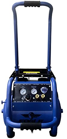 Eagle EA-6000 Silent Series 6000 Portable Electric Air Compressor 125 PSI MAX Hot Dog with Panel and Wheels, Ultra- Quiet, Blue, 6 Gallon