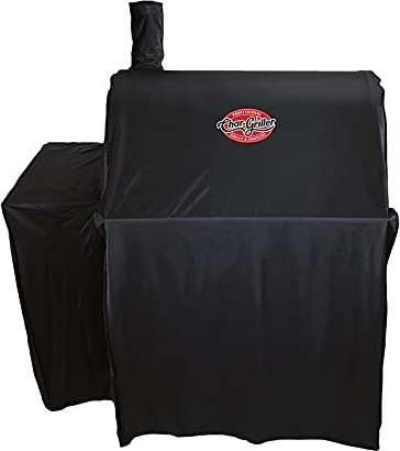 Char-Griller® Durable Polyester Grill and Smoker Cover with Waterproof Material, PVC Lining, and Extendable Design in Black, 46L x 23W x 48.5H, Model 5555