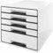 Leitz 52530001 Schubladenbox Cube 5 Schubladen, Polystyrol, weiß/schwarz