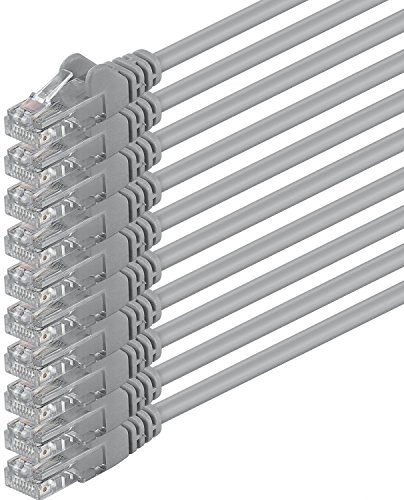 1aTTack.de 10x 1m Câble Réseau Cat6 Cat 6 - RJ45 Ethernet LAN DSL Routeur Modem - Gris
