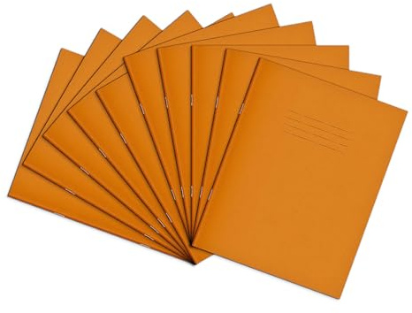 Rhino A5+ Exercise Books, 80-Page / 10mm Squared Paper Notebook, 10-Pack, 9 x 7 Writing Book, Office & School Stationery Supplies, Orange