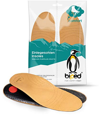 biped Premium Fußbett aus echtem Leder – Orthopädische Einlegesohlen mit Fußgewölbestütze, Pelotte & Fersenpolster – Wellness Schuheinlagen ideal bei Fußbeschwerden z1706(43)