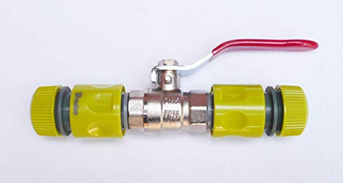 Farm & Field Hardware IBC HOSE PIPE JOINER Coupler Repair with inline 1/2 Brass Ball Valve to 1/2 (13mm) Snap on Push Fit Garden Hose Connectors