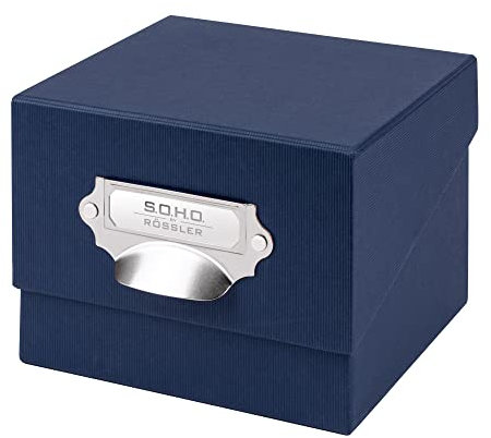 Rössler Papier 1325452900 - S.O.H.O. Foto-Aufbewahrung- Sammelkiste, mit beschriftbarem Einsteckschild, navy, 1 Stück