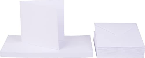 Crafts UK 50 Cards and Envelopes, White, 5 x 5-Inch