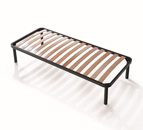 EVERGREENWEB Ram för XL enkelsäng, 120 x 200 cm, ortopedisk, stark sängram i järn med bokträribbor, sängbas, fullt monterad + 4 ben, för alla sängar och madrasser, förvaringsutrymme under sängen, Apple-sängbotten