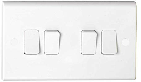 Deta S1244 Slimline Quad Light Switch 4 Gang 1 or 2 way 10amp SP
