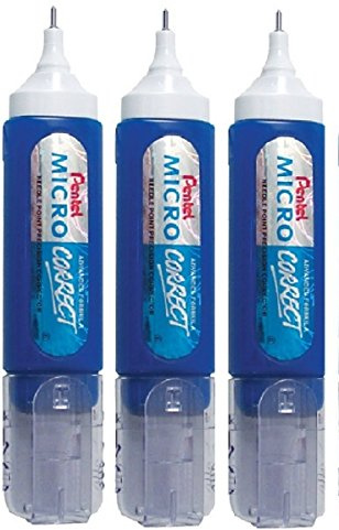 Pentel Pen (ZL31) Micro Correct Correction Pen White Fluid TIPP Ex White Out Orginal Metal Tip - 12ml (Pack of 3)