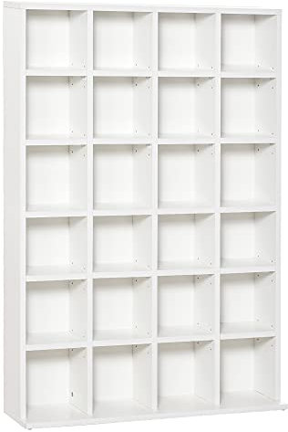 HOMCOM 480 CD/ 312 DVD Storage Unit, Media Storage Shelf, Wooden Display Unit with Adjustable Shelves, 89 x 130.5 cm, White