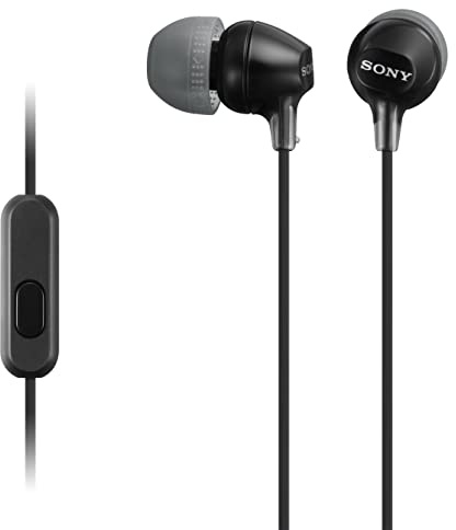Sony MDREX15AP In-Ear Earbud Headphones with Mic, Black (MDREX15AP/B)