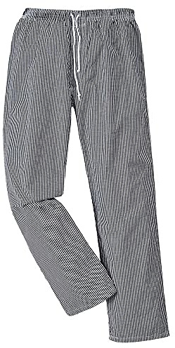 Bromley Chef Pantalon Taille élastique 100% coton alimentaire Restauration de travail, Black Check, M