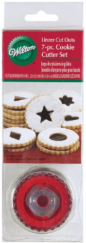 Wilton Linzer Cookie Cutter 7 Pièces: Emporte-Pièces Biscuits Linzer Autrichiens Traditionnels: Étoile, Cœur, Fleur, Triangle, Diamant et Cercle - Lot de 7