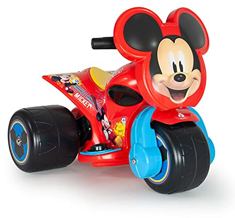Dreirad Elektrisches Motorrad Baby 1 + 2 +3 Jahre Mickey Mouse - Laufrad Tricycle 6V - Dreirad Mit Schubstange + Breite Räder + Gaspedal + Stabilisierend + Sicher | INJUSA