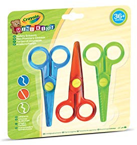 Crayola Mini Kids - 3 Sicherheitsscheren, Sichere Schere mit Kunststoffklinge zum Erlernen des Schneidens, Kindergarten Aktivitäten, ab 3 Jahren, 81-8119