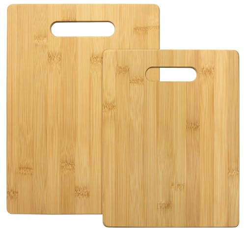 Totally Bamboo 2-Piece Cutting Board Set; 2 Assorted Sizes of Bamboo Wood Cutting Boards for Kitchen