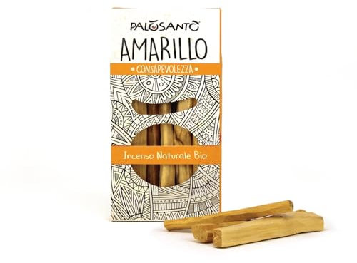 PALOSANTO - Palo Santo Räucherholz - Räucherstäbchen Amarillo – Natürlicher Weihrauch – Frischen und leicht aromatischen Duft - Original Bursera Graveolens – 5 Stck.