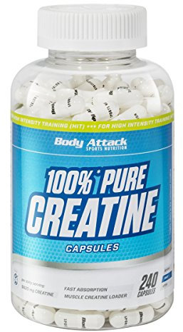 Body Attack Creatin Monohydrat 240 Kapseln - Made in Germany - hochwertiges mikrofeines Kreatin Monohydrat - hochdosierte Creatin Kapseln für die praktische Einnahme