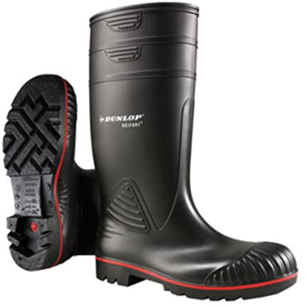 DUNLOP Acifort Heavy Duty - Unisex Knee High Full Safety Waterproof Work Boots, Black, S5 Rated Antistatic and Slip Resistant PVC Wellies with Steel Toecap for Outdoor and Industrial Use - EU42, UK8