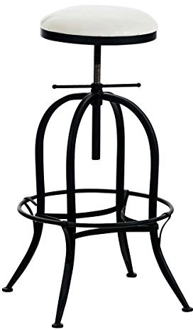 CLP Barhocker RADONG mit hochwertiger Polsterung und Kunstlederbezug | Höhenverstellbarer Sitzhocker im Industrial-Look | Hocker Metallgestell, Farbe:schwarz