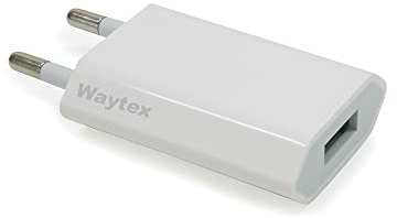 Waytex Chargeur USB 5V - 1A Prise Adaptateur Secteur Universel USB Chargeur pour iPhone, iPad, Smartphone Android Smartwatch, Tablette, Écouteurs, Couleur Blanc