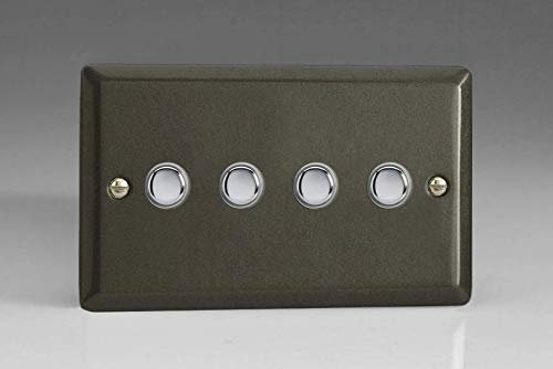 Varilight Classic Graphite 21, 4 Gang (Quad) 1 or 2 way 6 Amp Push-on Push-off Switch (impulse) with Polished Chrome Switch Buttons