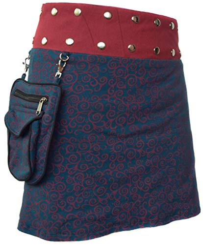 Gheri Floral Short Popper Removable Pocket Reversible Cotton Skirt