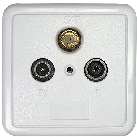 Axing SSD 2-10 wall socket pass-through outlet for Satellite and terrestrial with Cover plate and installation Frame
