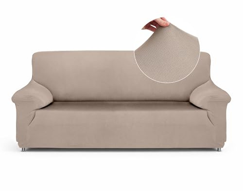Textilhome Sofa Überzug 1 Sitzer – Moderner Jacquard Sofabezug, Elastische Couch Überzug Sofahusse, Schutz für Hunde & Haustiere, Sofa Cover 70-100 cm. Beige