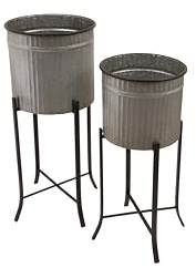 Creative Co-Op Set of 2 Iron Planters on Stands