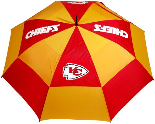 Team Golf NFL Kansas City Chiefs Golf Umbrella 62 Golf Umbrella with Protective Sheath, Double Canopy Wind Protection Design, Auto Open Button