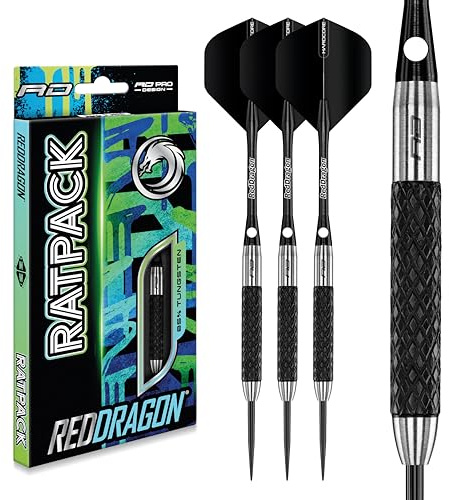 Rat 1: 26g Dardos de Tungsteno de Punta de Acero con Plumas y Eje de Dardos