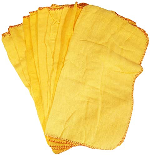 Jantex Dusters (Pack of 10), Yellow, Reusable Dusting Cloths, Cotton, Machine Washable, Clean & Polish Surfaces, Hods Dust for Pristine Finish, Colour-Coded Cleaning, E943