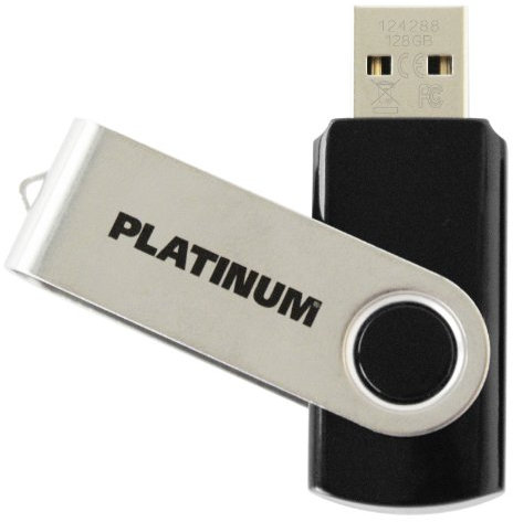 PLATINUM TWS USB-Stick 128 GB USB 3.0 USB-Flash-Laufwerk - Speicher-Stick in schwarz-Silber inkl. Öse zur Befestigung am Schlüsselanhänger