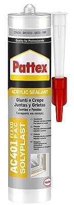 Pattex Sigillante Silicone Acrilico AC 401 Flexo Pac, per Giunti e Crepe, Davanzali, Porte, Battiscopa, Indore, Sigillature per Interni ed Esterni, Sigillante Grigio, Cartuccia da 300ml