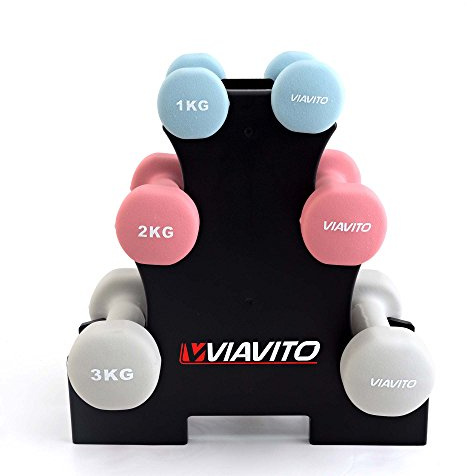VIAVITO 12kg Dumbbell Weights Set with Stand