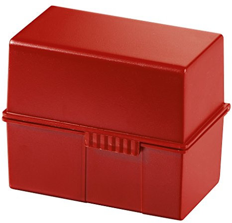HAN Karteibox DIN A7 quer – innovatives, attraktives Design für 300 Karteikarten mit Stahlscharnier und Schnappverschluss, rot, 977-17, 1 STÜCK