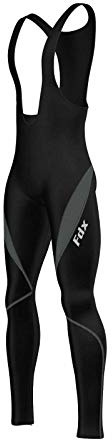 FDX Men’s Cycling Bib Tights - Italian Roubaix Fabric, Breathable, Quick Dry, Padded Thermal Cycling Bib Pants with Back Pocket - Winter Viper Biking Leggings, Bicycle Riding Trouser(Grey-M)