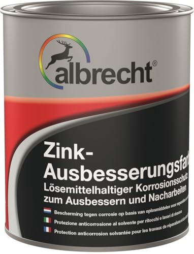 Albrecht Zink‑Ausbesserungsfarbe 375 ml | Zinkhell Metall‑Effektlack | Rostschutz für Eisen & verzinkten Stahl | Schnelltrocknend & hitzebeständig | Für innen & außen