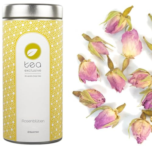 tea exclusive | BIO Rosenblüten Tee | Trinkbare & essbare Blüten Rosen Knospen | loser Tee (Biotee, kbA) | auch als Deko - Dose 50g